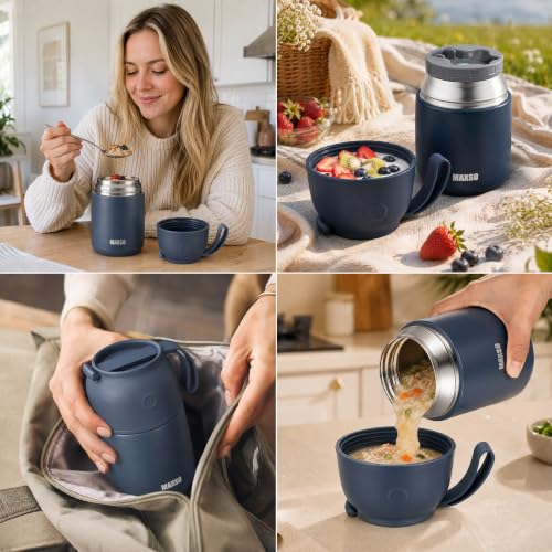Image of Itslife Insulated Thermo Food Jar for Hot & Cold Food for Adult, 17 oz Soup Thermal Hot Food Containers for Lunch, Triple Layer Insulation Stainless Steel Food Jar with Spoon