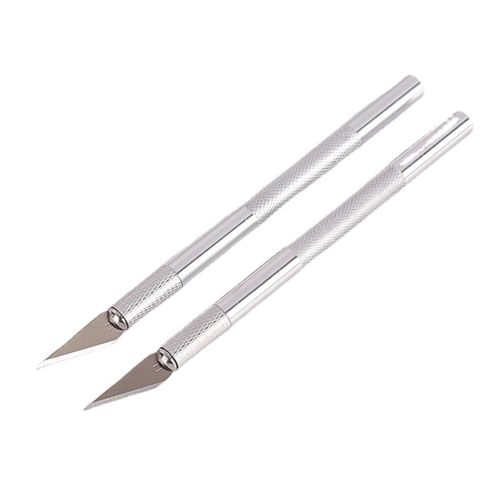 Utility Knives 2 pack Exacto Knife, Stainless Steel Craft Knife, Sharp Exacto Knife Set, Good for Art, Scrapbook, Stencil, Wallpaper, Wood Carving, Scrapbooking