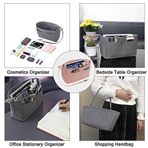 Soyizom Purse Organizer Insert Felt Purse Insert Bag Organizers Multi Pockets Tote Bag In Bag For Women,Pink-L #TOP6