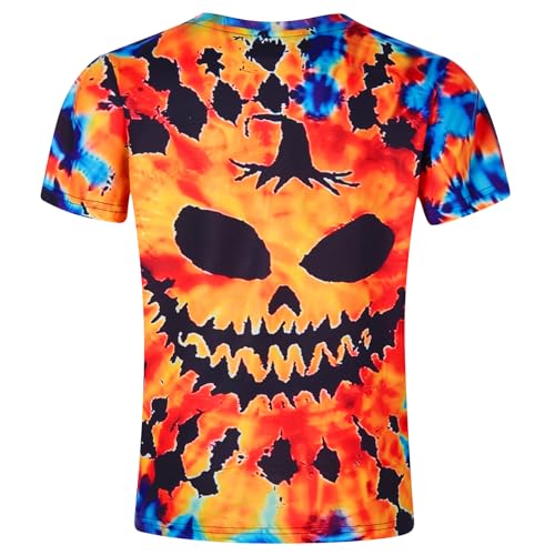 Image of Boys Halloween Shirt Tie Dye Size 9-10 Orange Short Sleeve T-Shirts Kids Colorful Graphic Tees Clothes Hippies Senior Tye Dye T Shirts