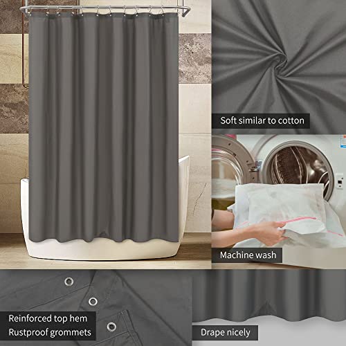 Image of ALYVIA SPRING Extra Long Fabric Shower Curtain or Liner Dark Gray, 72x84 | 3 Magnets, Soft Cloth & Hotel Quality, Machine Washable, Light-Weight, Extra Long Size