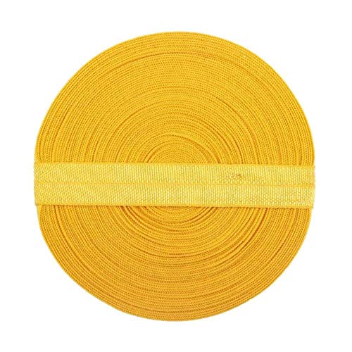 LINWX 10Yards Solid Color Shiny Fold Over Elastic Spandex Band Kinder Haargummi Stirnband Kleid Lace Trim Nähen 5/8"15MM, Dandellon Cover