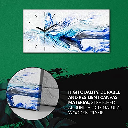 Horloge sur toile 60x30cm silencieuse avec aiguilles blanches pour un salon moderne sans tic-tac - 6