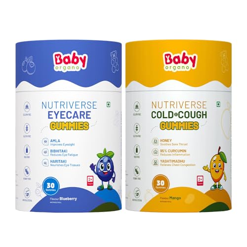 Image of BabyOrgano Nutriverse Eye Care Gummies for Kids (2-15 Years) - Sharper Vision and Healthy Eyes with Natural Ingredients - (Eye care gummies + cold gummies)