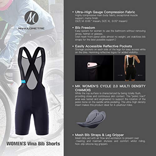 image for MY KILOMETRE Womens Cycling Bike Bib Shorts Women Bicycle Riding Pants