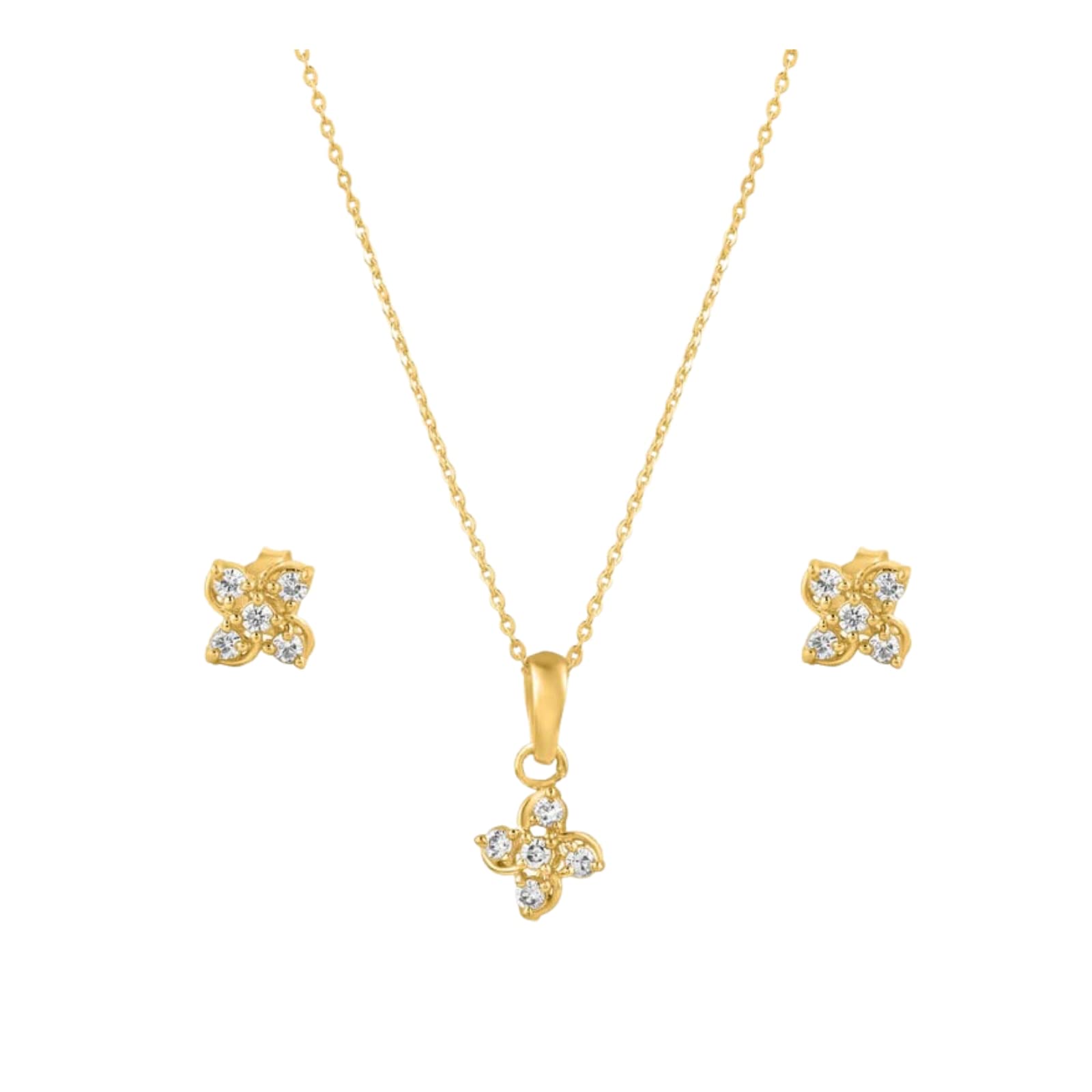 Zevar Amaze 925 Sterling Purity Mark Silver Chain With Earring Set, Windmill Yellow Gold Pendant Set With Authenticity Certificate for Gifts, Office, Casual n Regular wear