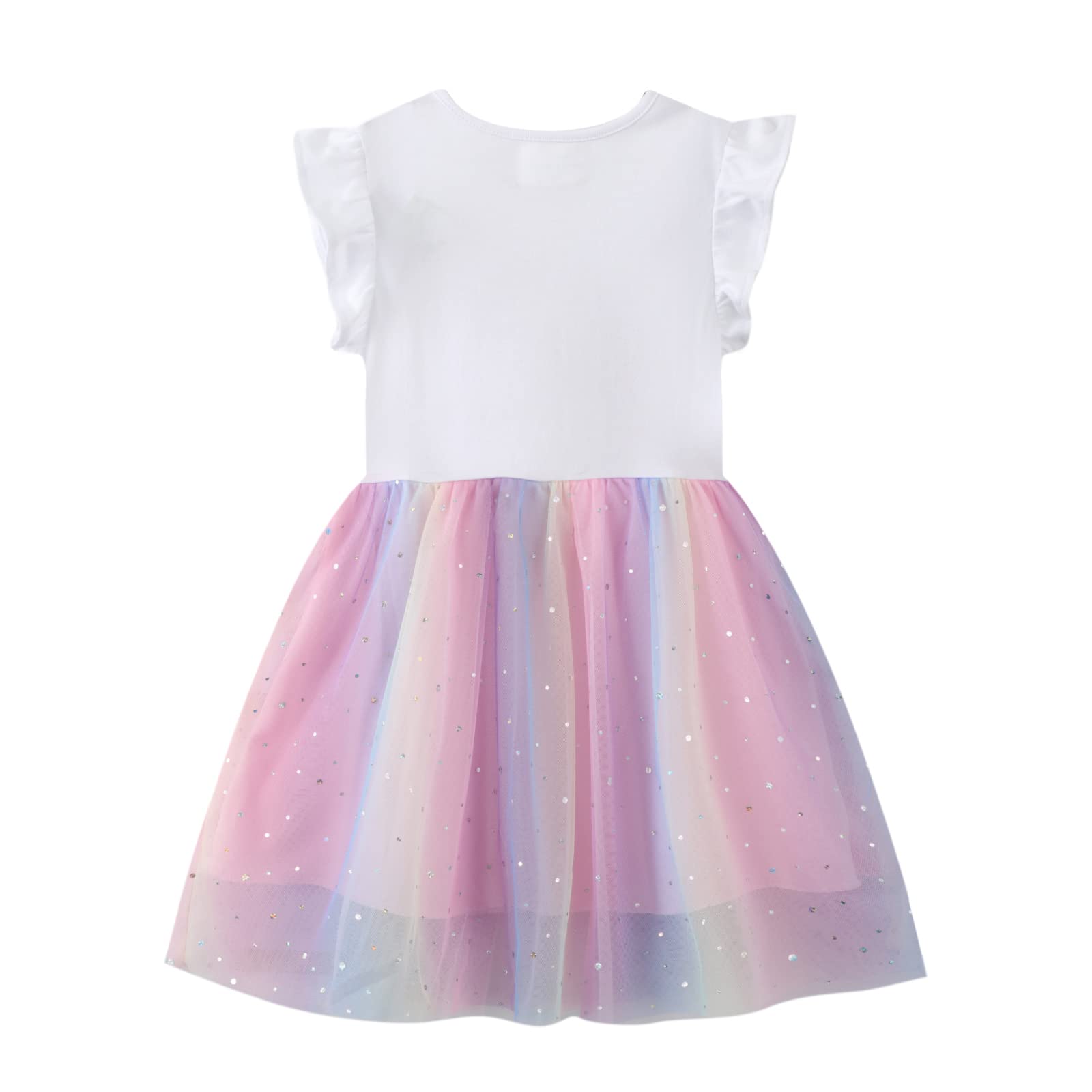 Kleid Mädchen Pailletten Tüll Kleider Baumwolle Sommerkleid Sommer Frühling T-Shirt Tüllkleid Kinderkleid Gr. 92-122