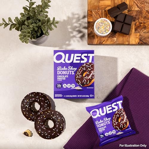 Image of Quest Nutrition Bake Shop, Chocolate Frosted Donuts, 14g Protein, Less than 1g Sugar, Protein Snack, Low Sugar, 4 Count