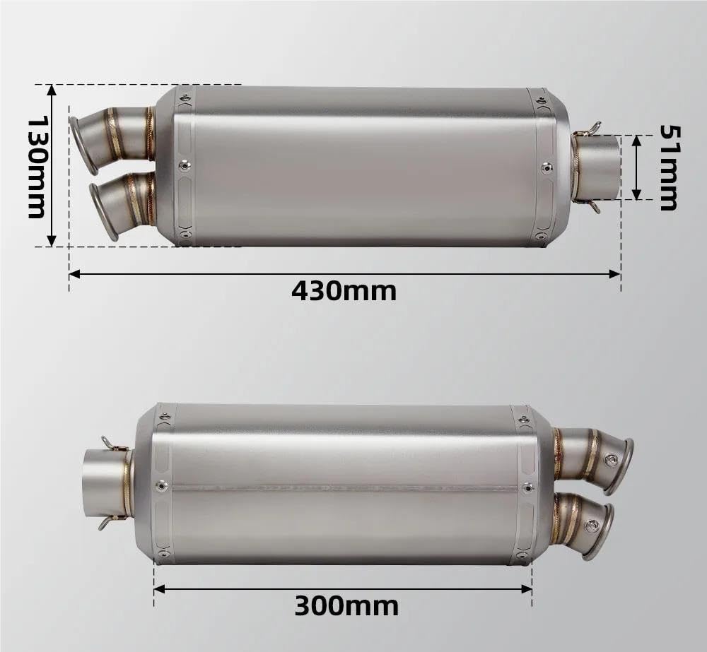 Silenciador Escape Universal Motocicleta Acero Inoxidable 51 Mm Diámetro