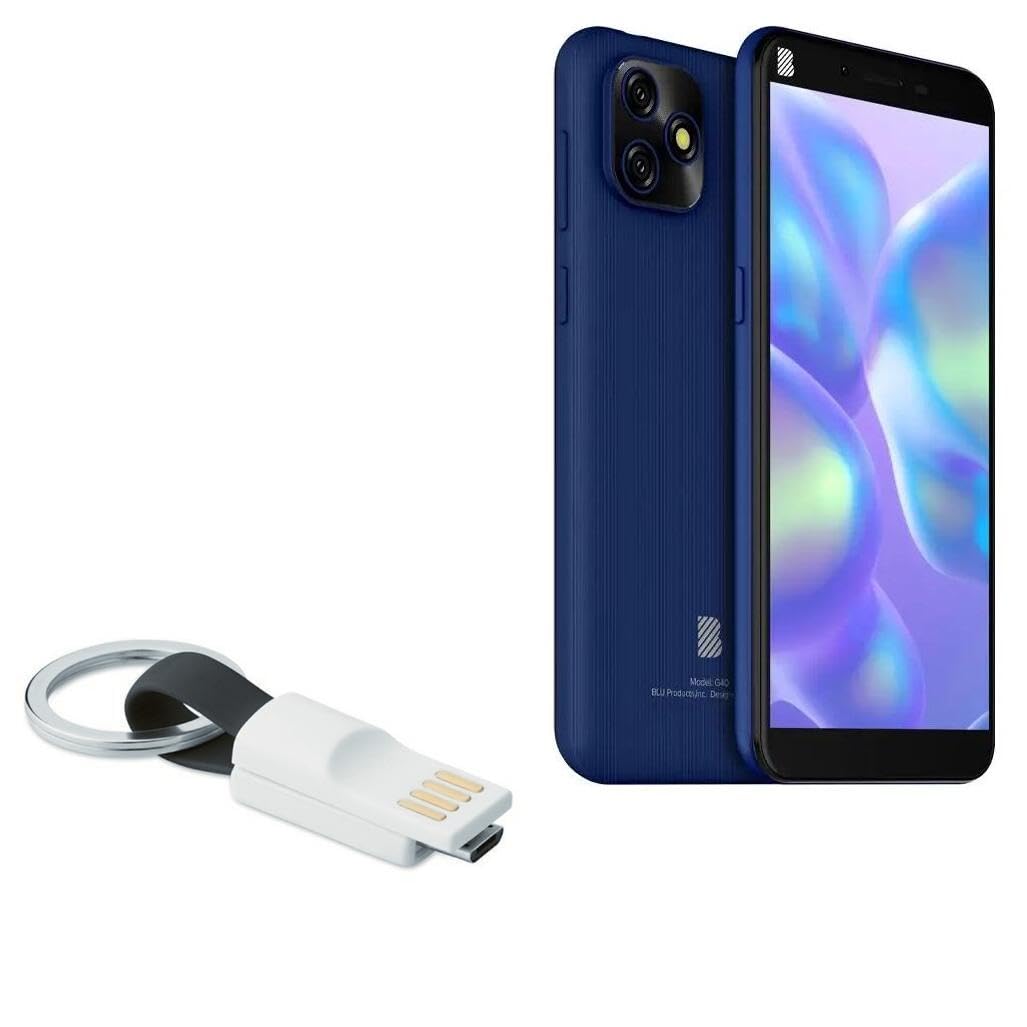 BoxWave Cable Compatible with BLU G40 - Micro USB Keychain Charger, Key Ring Micro USB Cable - Jet Black
