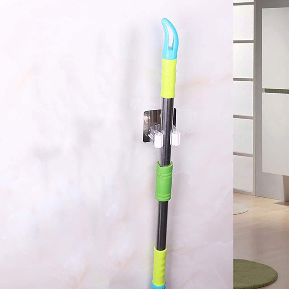 ZIVIK No Drilling Broom Mop Holder Pack of 4, Broom Gripper Holds Self Adhesive Wall Mounted Storage Rack, Bathroom Broom Hanger Clip Storage Racks Bathroom Stickers Mop Rack (4) 2