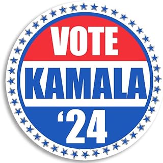 Round Vote Harris 24 Sticker (Kamala President 2024 DNC Democrat 24 Liberal Vinyl Bumper Decal for car Truck or Van (3 inch)