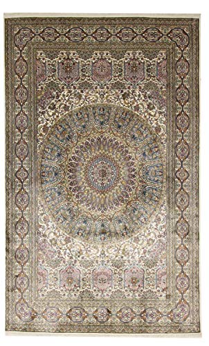 Nain Trading Kaschmir Reine Seide 308x190 Orientteppich Teppich Beige Handgeknüpft Indien