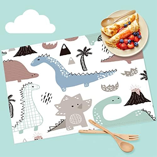 Olymajy Childrens Placemats, Kids Table Mat Light Waterproof And Stain-Resistant, Cute Cartoon Dinosaur Table Mat 13.8 × 9.8 in