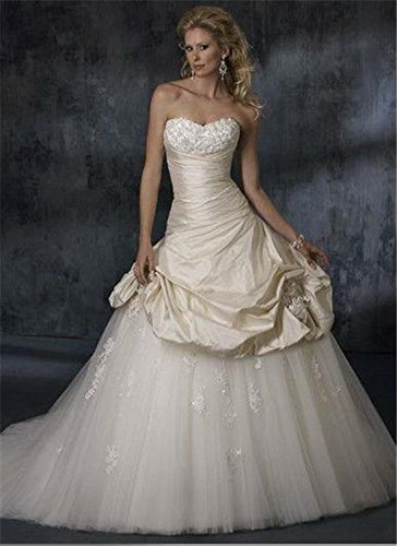 Taffetas de soie brodé pour confectionner une robe de mariée crème - 6
