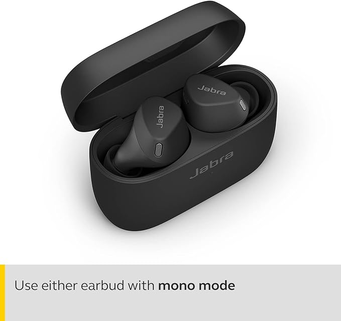 Jabra Elite 4 Active In-Ear Bluetooth Earbuds - True Wireless Ear Buds with Secure Active Fit, 4 built-in Microphones, Active Noise Cancellation and Adjustable HearThrough Technology - Black