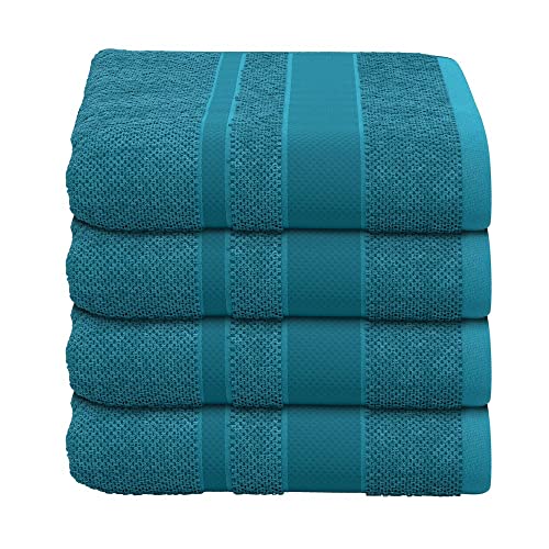 PANA Handtuch Frottierserie • Frottee Handtücher Set • weiches Handtuch • 100% Baumwolle • Hautverträglich • Ökotex Zertifiziert • 4er Pack Handtücher • 50 x 100 cm • Petrol