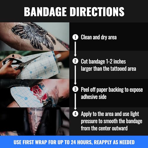 Image of Saniderm - Original Tattoo Aftercare Bandage Roll - 10.2 in x 8 yd Roll | Contains Waterproof, Sterile, Latex-Free Tattoo Film, Gloss Finish and Medical-Grade Aftercare Wrap for Fresh Ink Protection.