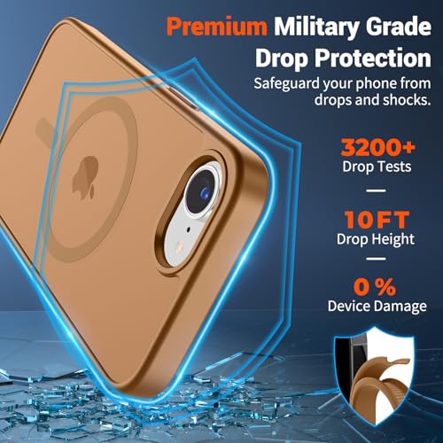 Image of SUPFINE Magnetic for iPhone 17e Case /iPhone 16e Case (Compatible with MagSafe)(Military Grade Drop Protection) Slim Translucent Matte Shockproof with Anti-Fingerprint Phone Case,Brown
