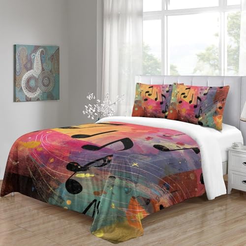 Parure de couette notes de musique 3D coton cadeau idéal linge de lit 260x220cm