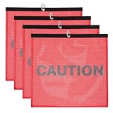 QUARKZMAN Rote Sicherheitsflaggen Für LKWs 18x18 Warn Sicherheitsflagge Mit Schnalle Hochsichtbare Bedruckung CAUTION Flagge Für LKWs Anhänger Übergroße Ladung Warnung (4er Pack)