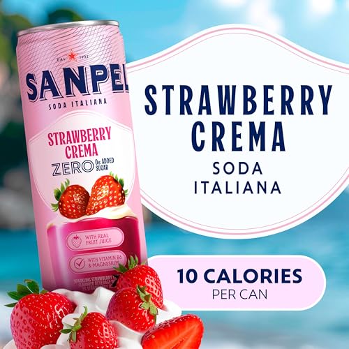 Image of Sanpellegrino Crafted Soda Italiana, Strawberry Crema, 24 Pack | Italian soda with real fruit juice, 0g added sugar, <20 calories, and Vitamin B6 & Magnesium for feel-good moments.