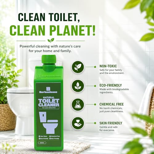 Image of Natural Toilet Cleaner 500ml Pack of 3 | Plant-Derived, Non-Toxic & Non-Corrosive Formula | Skin & Groundwater Safe | No VOC Bathroom & Commode Cleaner for All Types