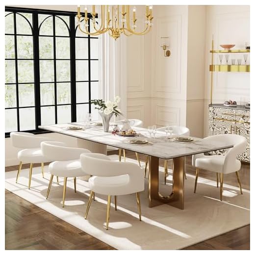 Hyfirm White and Gold Dining Chairs Set