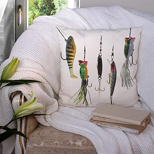 Versuswolf WKPL-XGWD-88UY-134 Throw Pillow Covers Fishing Various Type Of Fishing Baits Hobby Leisure Sports Hooks Catch Elements Image Multi Cotton Linen Decorative Square Pillowcases Cushion Cover 18 X 18 Inch thumb #3