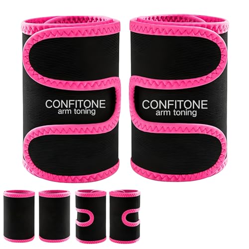 Confitone Arm Toning, Stubborn Fat Trainer, Compression Sleeves, Sweatbands, Fitness Body Shaper 2PCS (Pink)