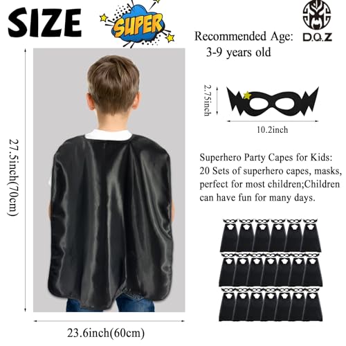Image of D.Q.Z Superhero-Capes for Kids 20 Sets Children-Superhero Capes and Masks for Super Hero Toys Birthday Party Dress Up Costume