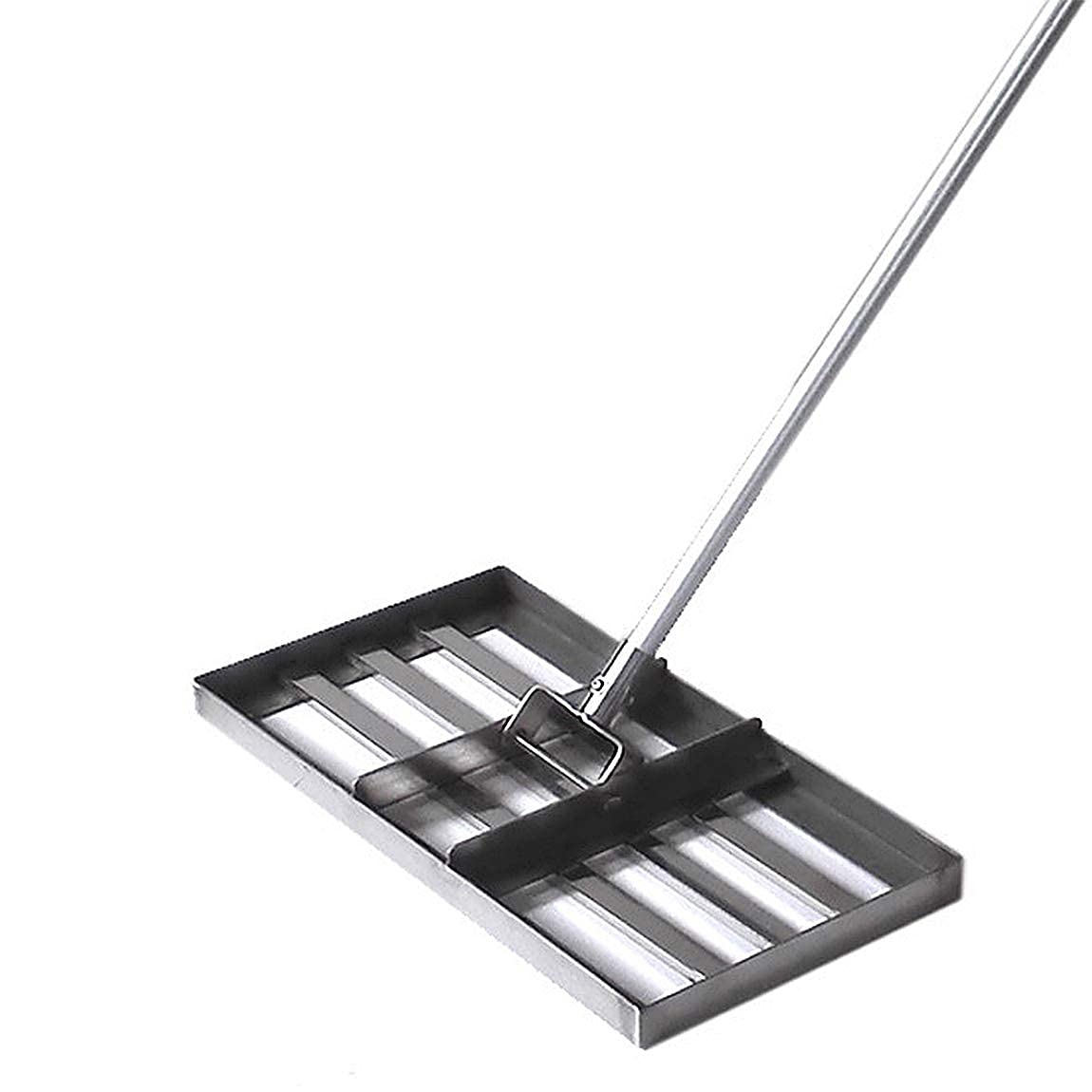 Rastrillo nivelador de césped, nivelador de césped de acero inoxidable para jardín y golf, rastrillo para césped y desbrozadora, rastrillo para jardín y patio trasero con mango de 43 pulgadas.