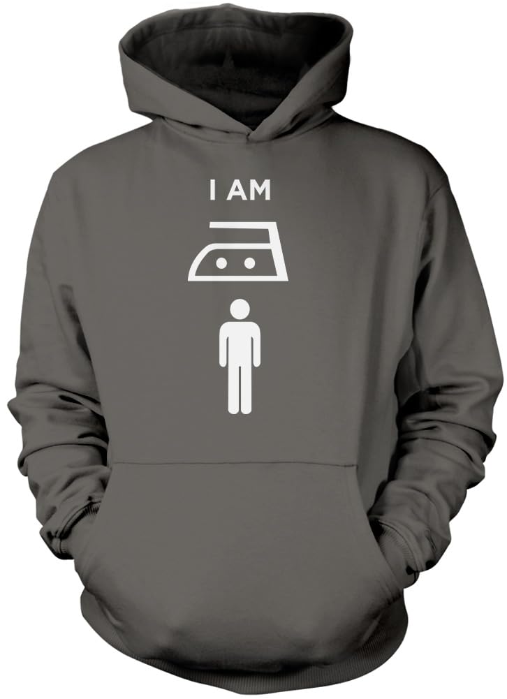 Hotscamp Boys Heather Grey I Am Iron Man Unisex Hoodie - Grey Large