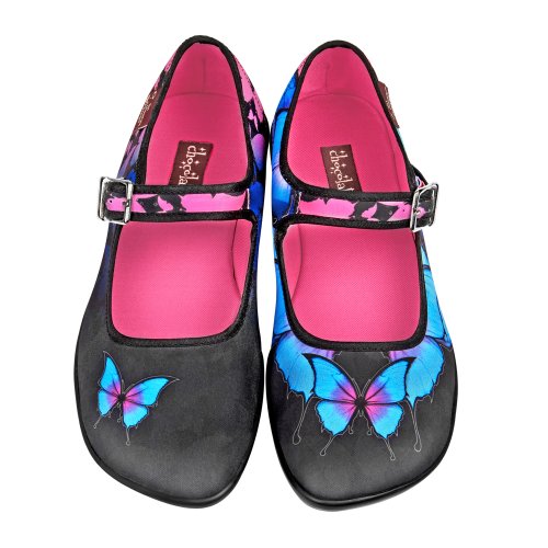 Image of Hot Chocolate Design Whimsical Women's Mary Jane Flats | Adjustable Buckle Strap, Round Closed Toe, Cushioned Insole, Vegan Textile, Lightweight All-Day Wear