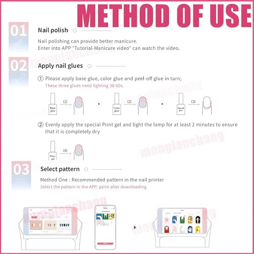 menglanchang Portable Nail Art Machine,Upgrade Touch Screen Smartphone Control Wireless WiFi Nail Art Printing-Nail Polish Set -Over 800 Images - for Beauty Personal Care - Image 7