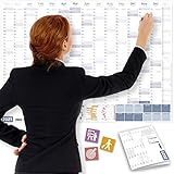 Wandkalender 2021 OFFICE, DIN A1+ (89x63 cm) | GEFALTET | 228 Sticker für Projekte, Meetings | 16 Monate: Nov‘20-Feb‘22 | Jahresplaner für Office, Büro, Teams | Ferien, Feiertage, Quartale