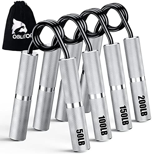 Oblitor Grip Strength Trainer 4 Pack, 50LB-200LB Metal Hand Grip Strengthener, Non-Slip Forearm Grip Strengthener, Suitable for Hand Rehabilitation, Finger Strength Training, Muscle Building, Home Gym