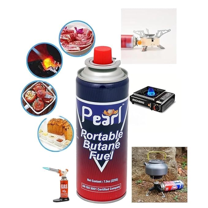 POWER COOK Butane Gas Portable High Pressure, Butane Can for Torch Flame Lighter, Welding Torch, Small Stove, Camping Stove Refiller 225g (pack of 4)