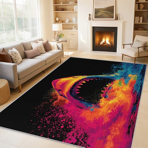 Tapis salon requin graffiti pour sécuriser et décorer votre sol - 4