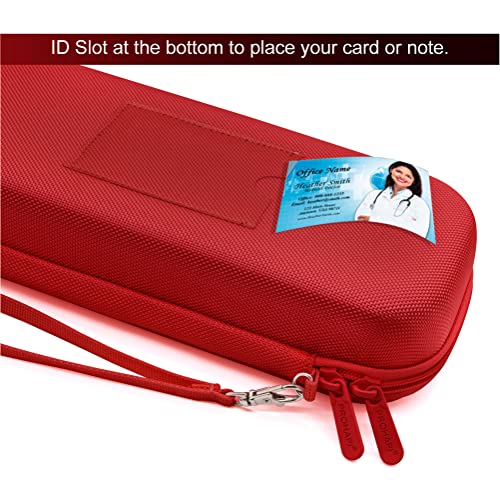 Image of PROHAPI Hard Stethoscope Case, Large Stethoscope Carrying Case with ID Slot, Compatible with 3M Littmann /ADC /Omron /MDF Stethoscope Includes Mesh Pocket for Nurse Accessories (Fire Red)