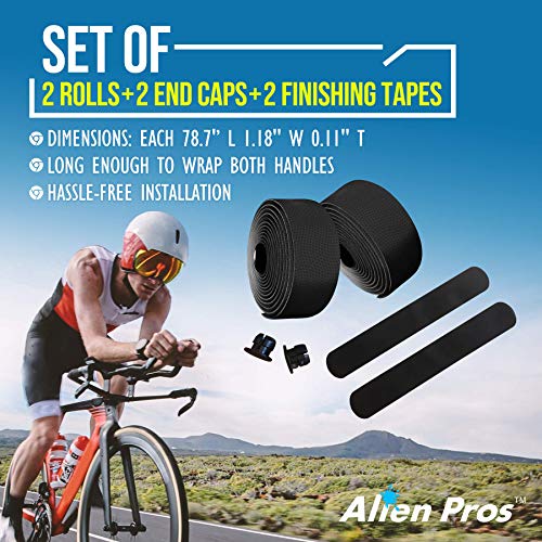 image for ALIEN PROS Bike Handlebar Tape PU (Set of 2) Black - Enhance Your Bike