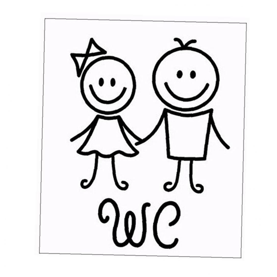 Ruluti Cute Toilet Easy Apply Removable Cartoon Self Adhesive Girl Boy Wc Pvc Bathroom Home Washroom Waterproof Decorative Door Sticker
