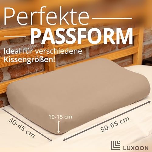 Luxoon Kissenbezug für Gesundheitskissen – 95% Baumwolle / 5% Elasthan, Atmungsaktiv und Hautfreundlich, Waschbar, Für Komfort und Hygiene 1er Pack 30-45 x 50-65 cm, Sand