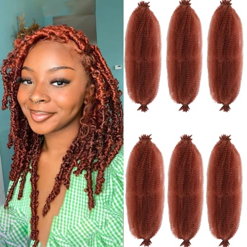Springy Afro Twist Hair 12 Inch 6 Packs Pre Fluffed Marley Twist Braiding Hair for Black Women (12 inch, 6 Packs,350#)