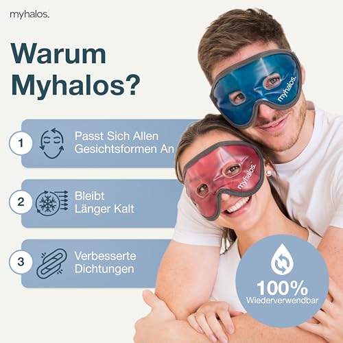 Kühlmaske Gesicht gegen Geschwollene und Müde Augen? Augenringe? Kopfschmerzen? Migräne? Kater und Sonnenbrand - Wärme- und Kühlbrille für die Augen – Eismaske Gesicht Männer & Frauen