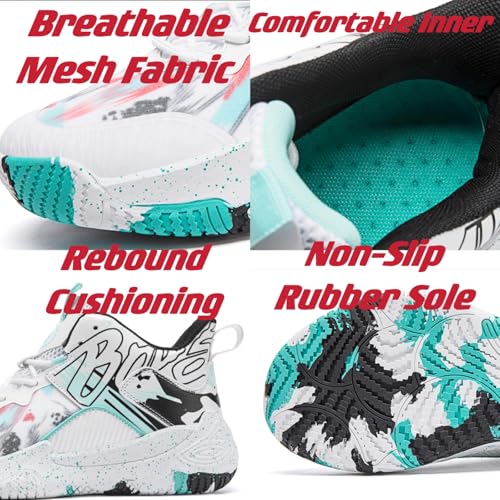 Womens Breathable Mesh High Top Basketball Shoes Lightweight Non-Slip Sport Shoes Fashion Graffiti Soft Training Runnig Tennis Sneakers2
