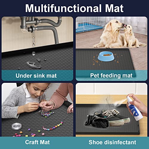 Under Sink Mat - 28" x 22" Waterproof Kitchen Cabinet Tray - Flexible Silicone Under Sink Liner - Kitchen Bathroom Cabinet Mat and Protector for Drips Leaks Spills (Black) by Carry360 - Image 7