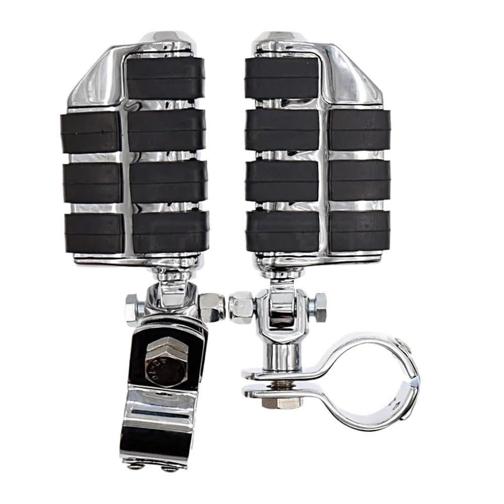 Estriberas pie Cromadas para Motocicleta, Estriberas Duales para Carretera para Ha&rley con Abrazadera De Tubo Redondo De 25mm, Estriberas para Motocicleta De 1/4"