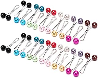 YINGDIDUJIC 24pcs/Pack Stainless Steel U Clips with Coloured Faux Pearl for Muslim Womens Scarves, Hijabs, Brooch, Safety Pins(Multi)