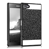 kwmobile Case for Sony Xperia Z5 Compact - Shockproof Protective Bling Glitter Sparkle Hard Back Cover - Glitter Rectangle Black/White